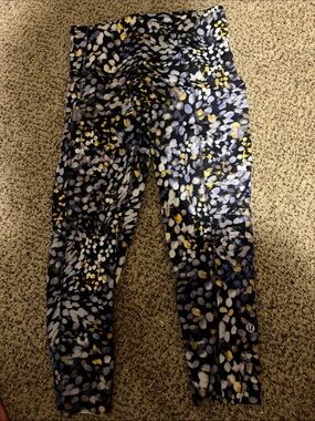 lululemon athletica Black, White & Yellow Abstract Print Leggings